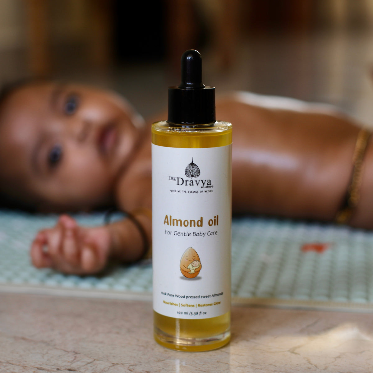 Wood-Pressed Sweet Almond Oil for Babies | Wood Cold Pressed | Newborn & infant friendly