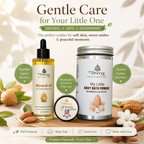 ⁠Ayurvedic Baby care ritual - (Wood Pressed Almond oil 100ml+ Baby Bath powder 150gm+ Baby Lip balm 10gm) 100% Natural | Ayurvedic Formulations | Gentle for Daily Baby care