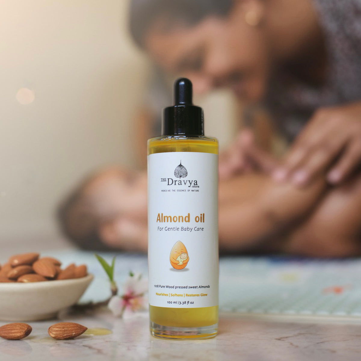 Wood-Pressed Sweet Almond Oil for Babies | Wood Cold Pressed | Newborn & infant friendly